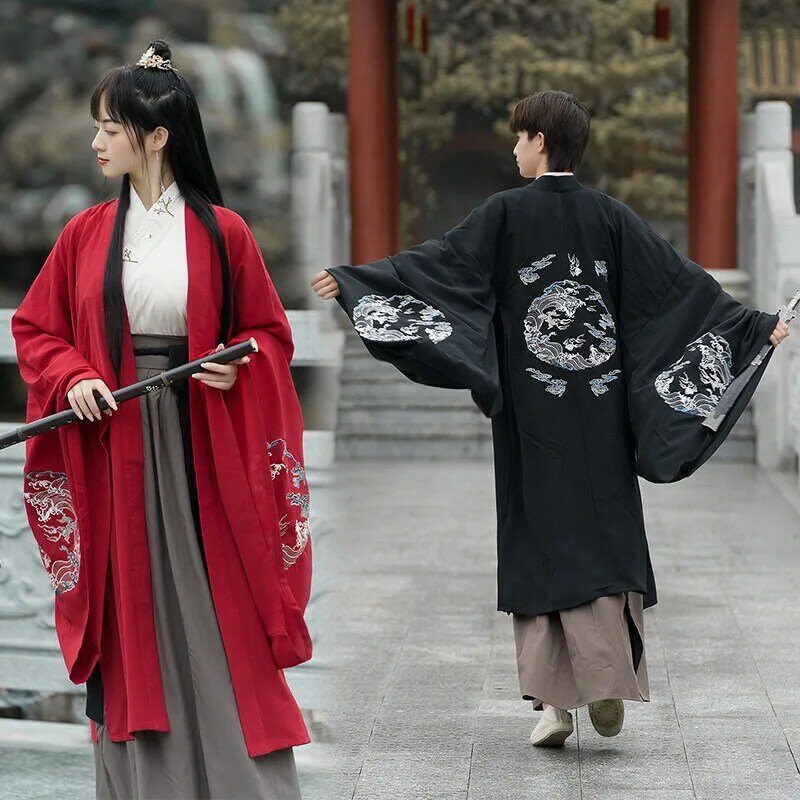 Pasangan Kostum Dinasti Han Pakaian Pendekar Kuno Tiongkok Setelan Kimono Pria Setelan Tang Bordir Gaun Hanfu Setelan Cosplay