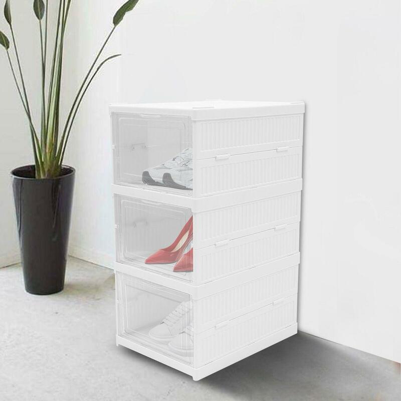 Zapatero plegable con puertas transparentes, armario apilable para zapatos, organizador de almacenamiento, 3/6 niveles, sin instalación