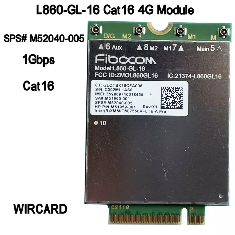 WIRCARD L860-GL-16 LTE CAT16 M.2 модуль для 4G L860-GL 4G модем NGFF M.2 для ноутбука HP