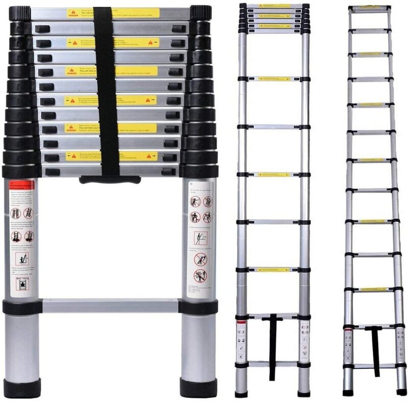 Jiahe 16.5fT/5M Aluminum Telescoping Extension Ladder Portable Multi-Purpose Portable Extension Ladder for Indoors Outdoors