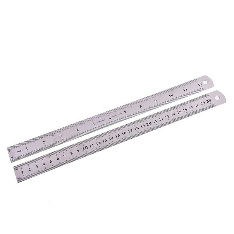 1Pc 30cm Stainless Steel Straight Ruler Office Stationery Measuring Supplies