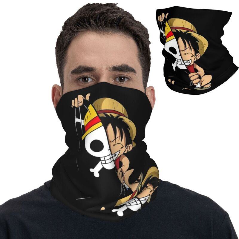 One-Piece Luffy Bandana Neck Gaiter Printed Balaclavas Face Scarf Multifunctional Headwear Hiking for Men Women Adult Winter