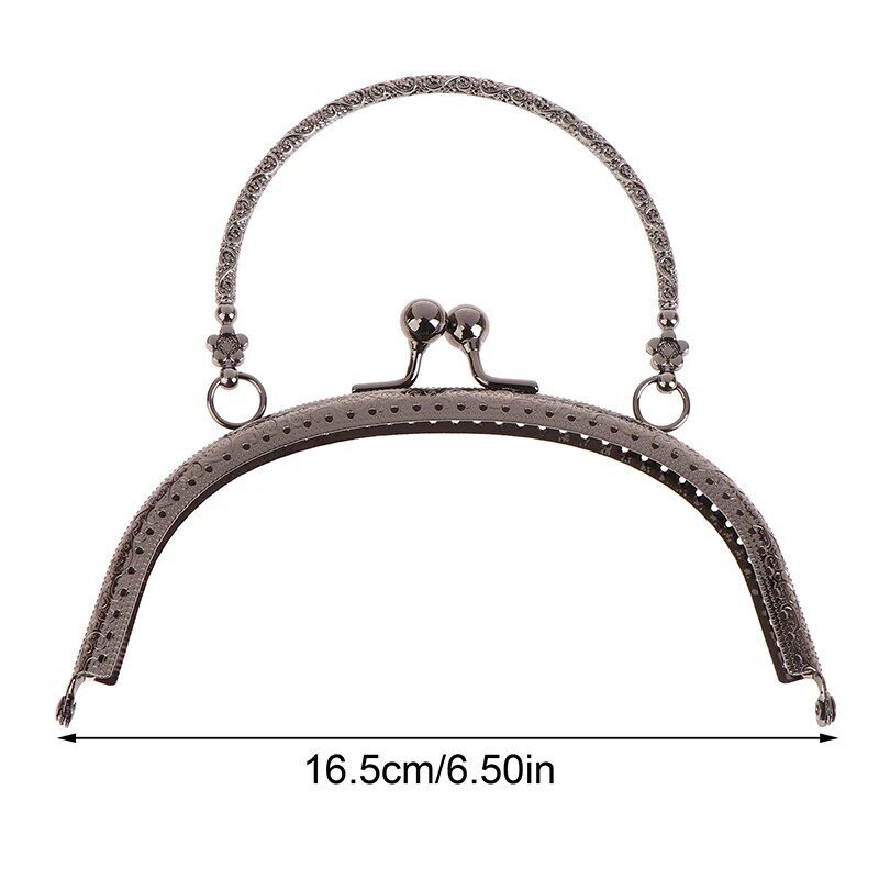 1 buah 16.5CM Arc Vintage Embossing bingkai logam gesper kunci lengkung untuk tas gesper dengan pegangan tas bingkai pergelangan tangan Aksesori dukungan