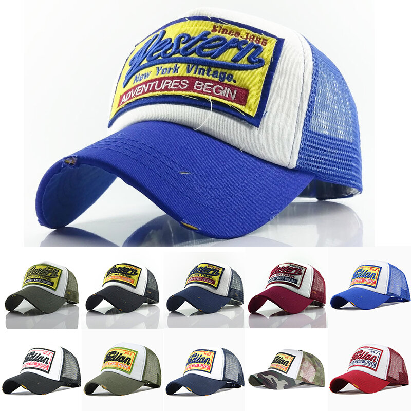 Westerse new york vintage trucker hoeden voor mannen vrouwen sinds 1985 ademende mesh borduurwerk baseball caps snapback zomer papa hoed