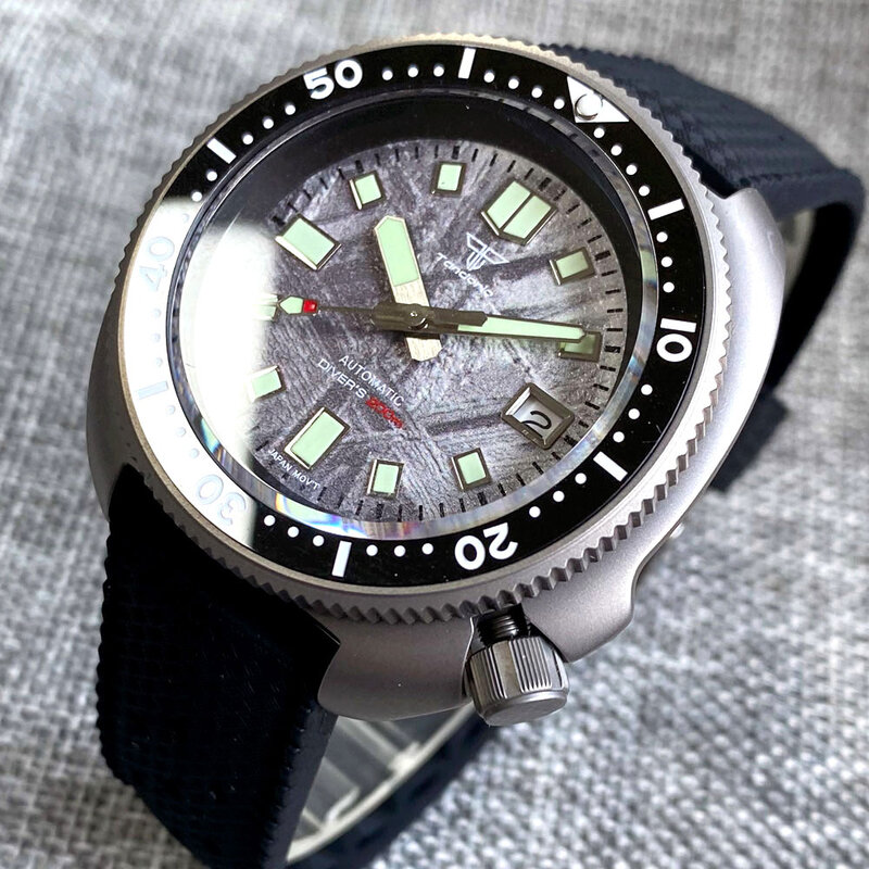 Tandorio jam tangan otomatis pria, bahan Titanium Turtle 200M tahan air MOP Dial 120 klik Bezel pita tropis Diver Reloj Hombre