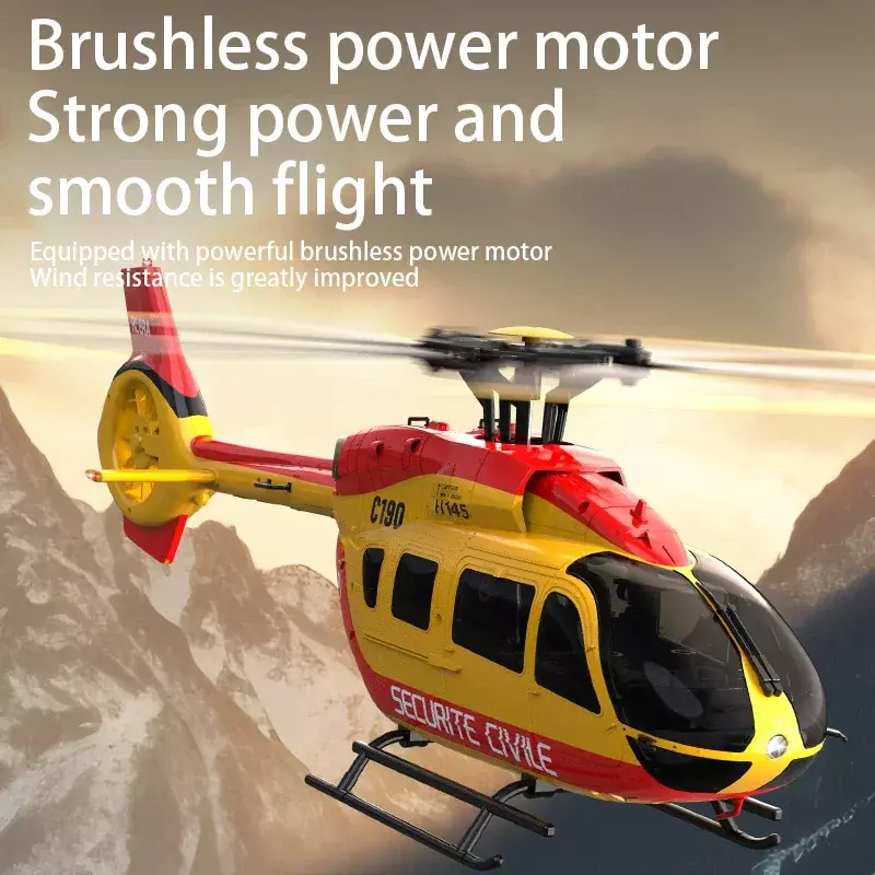 Rcera 원격 제어 헬리콥터 C190 듀얼 브러시리스 6 채널 싱글 로터 에일러론 프리 테일 덕트 시뮬레이션 H145 카메라