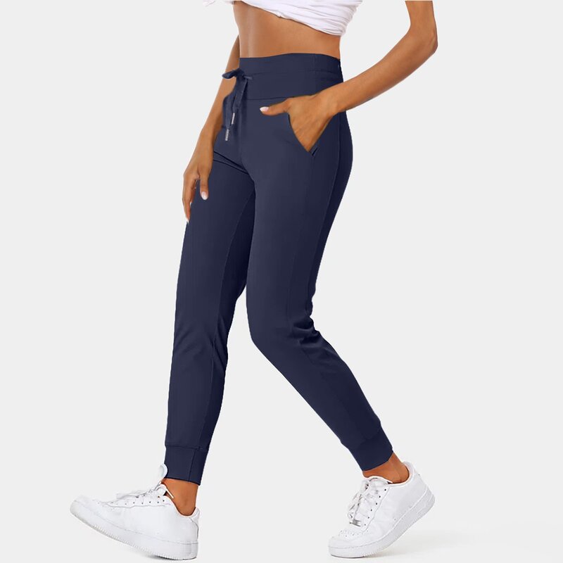 Loose Fit Workout Joggers para Mulheres, Cintura Drawstring Sweatpants, Lazer Stretch, Correndo Fitness, Yoga Joggers, Bolso Lateral