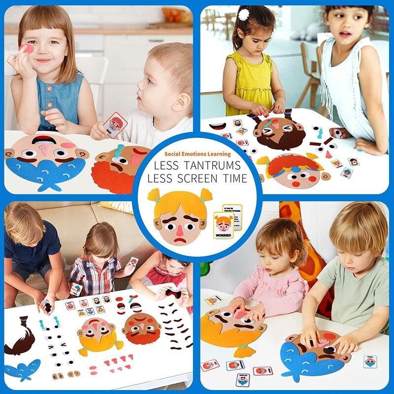Juegos de aprendizaje Social y emocional Montessori, juguetes faciales divertidos para expresar emociones, juguetes de reconocimiento de expresión para niños pequeños