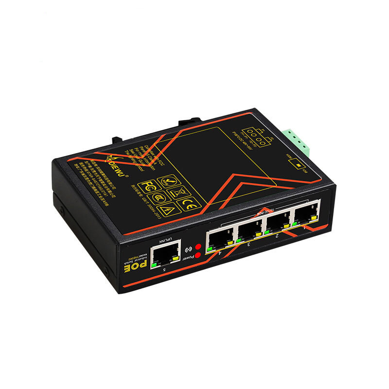 5พอร์ต POE Switch 10/100Mbps เกรดอุตสาหกรรม Fast Ethernet Switch DIN Rail ประเภทเราเตอร์อินเตอร์เน็ต