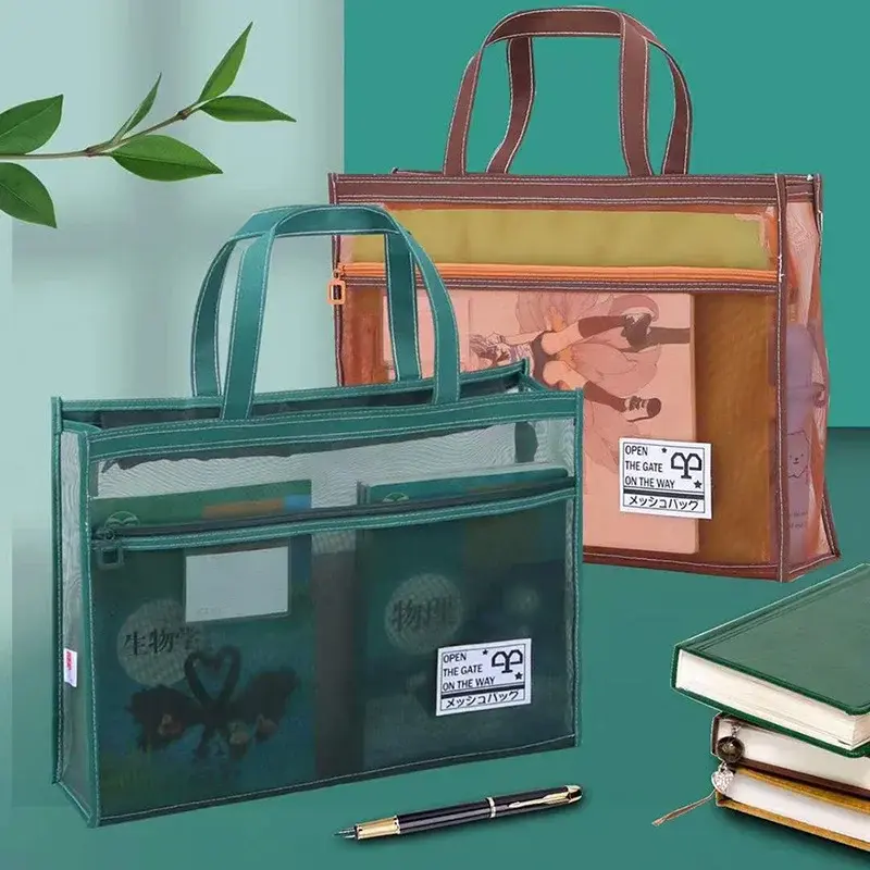 A3 Transparent Portable Art Bag Waterproof Mesh Painting Material Storage Bag Zipper Type Tutoring Bag Large CapacitySketch Bag