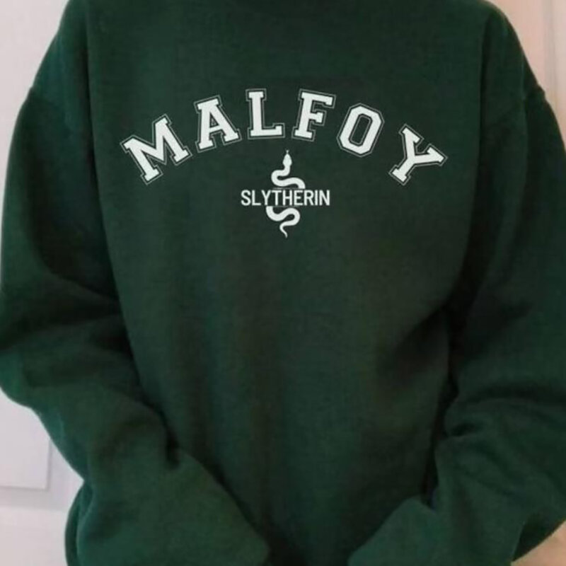 Malfoy-Sudadera de cuello redondo para hombre y mujer, Jersey Unisex de manga larga con capucha, ropa de calle de Dark Academia para Otoño e Invierno