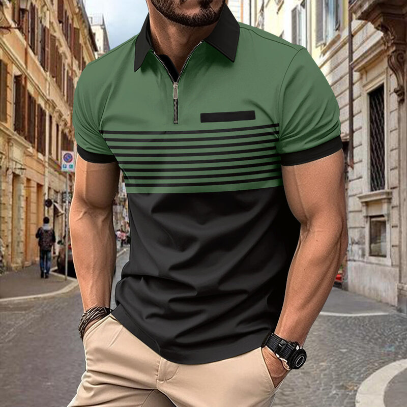 Camiseta de polo de manga corta de verano para hombres casual, transpirująca, blusa suelta de alta calidad adecuada para ropa de