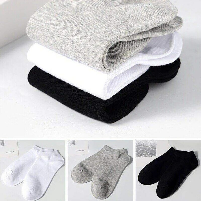 Calcetines tobilleros transpirables para mujer, medias cómodas de algodón, Color sólido, blanco y negro, 10 pares y 5 pares