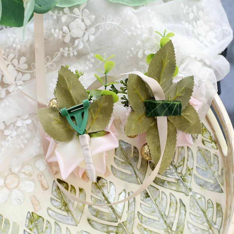 Fausse fleur artificielle pour les invités, corsage de poignet poubelle en tissu, bracelet de mariage de demoiselle d'honneur, accessoires de fête de gril de mariées