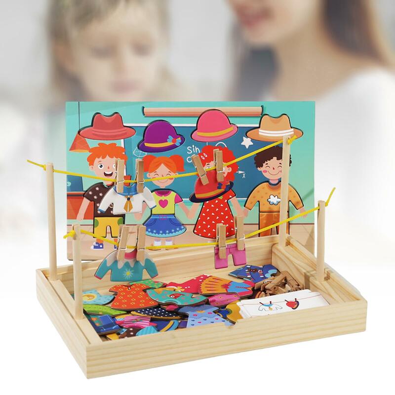 Jigsaw puzzle Dress up kayu, untuk balita usia 2 3 4 5 Anak