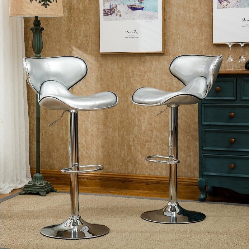 Регулируемый шарнирный барный стул с хромированной основой, комплект из 2 предметов