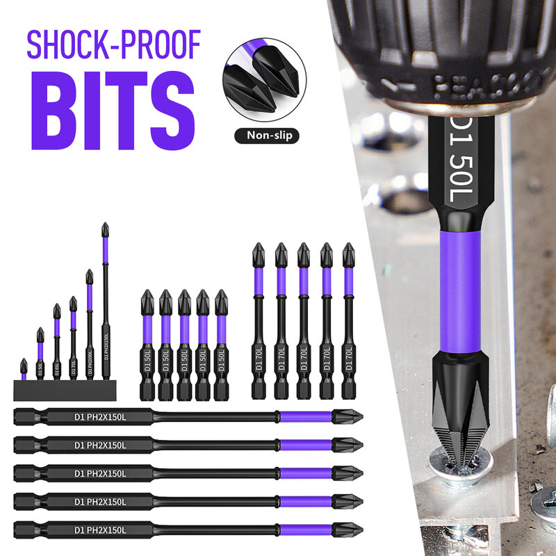 D1 Anti-Slip and Shock-Proof Bits Screwdriver Bits,High Hardness Strong Magnetic