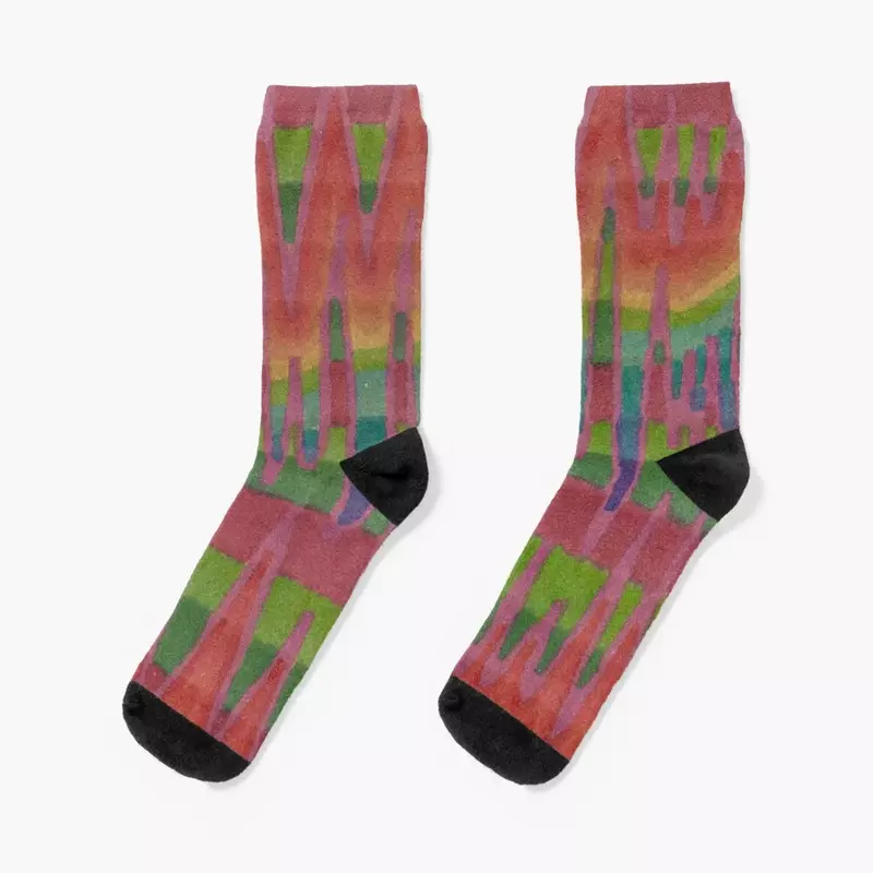 Meias planas arco-íris derretimento para homens e mulheres, meias de Natal antiderrapantes