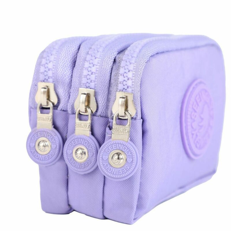 Solid Three Layers Zipper Coin Bags Purse Large Capacity Wallet Pouch Card Holder Bank ID Credit Card Keys Earphone Storage Bags