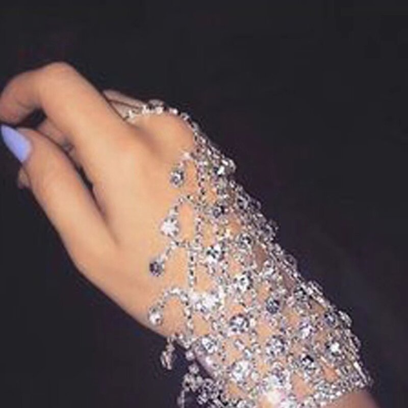 Роскошный браслет на руку с кристаллами для женщин, блестящая металлическая цепочка со стразами для женщин, модная элегантная на