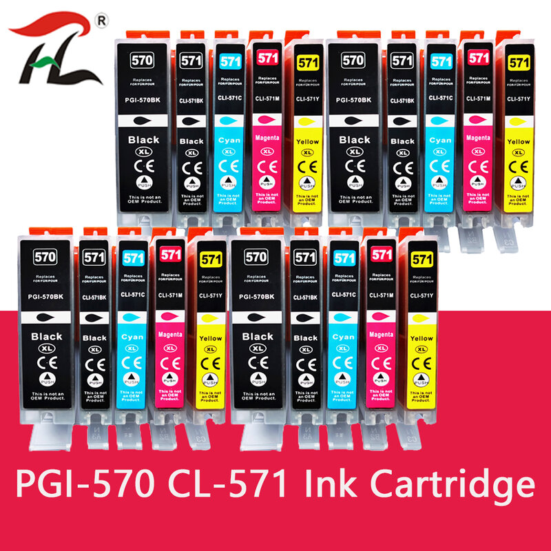 YLC-cartucho de tinta PGI-570 para impresora Canon PIXMA, recambio de tinta Compatible con CLI-571, MG5750, MG5751, MG5752, MG5753, MG6850, MG6851, MG6852, PGI570