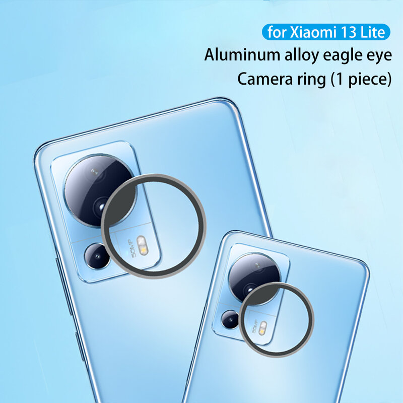 1Pcs Aluminum Alloy Hawkeye Camera Ring for Xiaomi 13 Lite Phone Protective Lens Black Background Full Cover