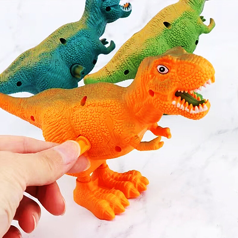 1Pcs Fun Hand Wind Up Dinosaur Bounce Toy Kids Birthday Party Gifts Baby Shower Sports Themed Party Favors Boy Girl Gift