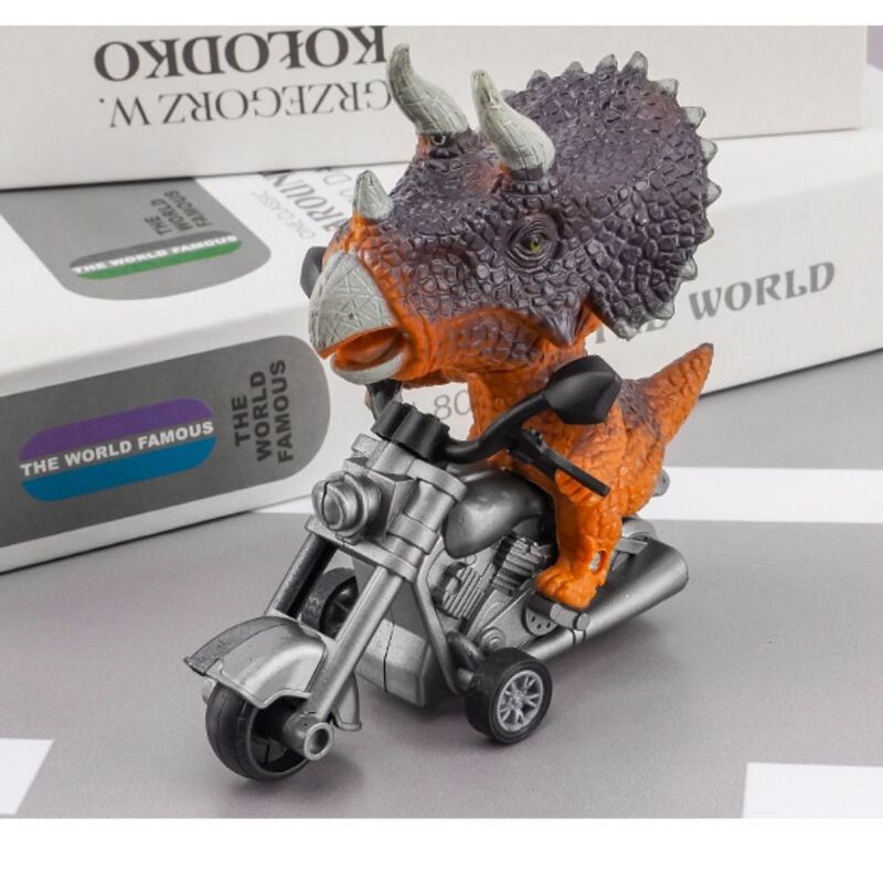 Equitação motocicleta simulação dinossauro brinquedo, animal puxar carro, modelo de inércia, PVC