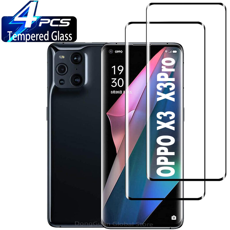 2/4Pcs HD Tempered Glass For Oppo Find X3 Pro X3 Neo X5 Pro Fingerprint Screen Protector Glass Film