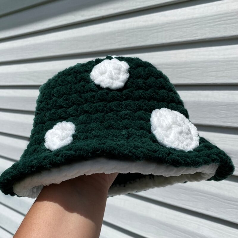 ハロウィンかぎ針編み漁師帽子ソフトバケツ帽子かわいい手作りキノコ帽子女性子供帽子ノベルティ写真撮影帽子 M6CD