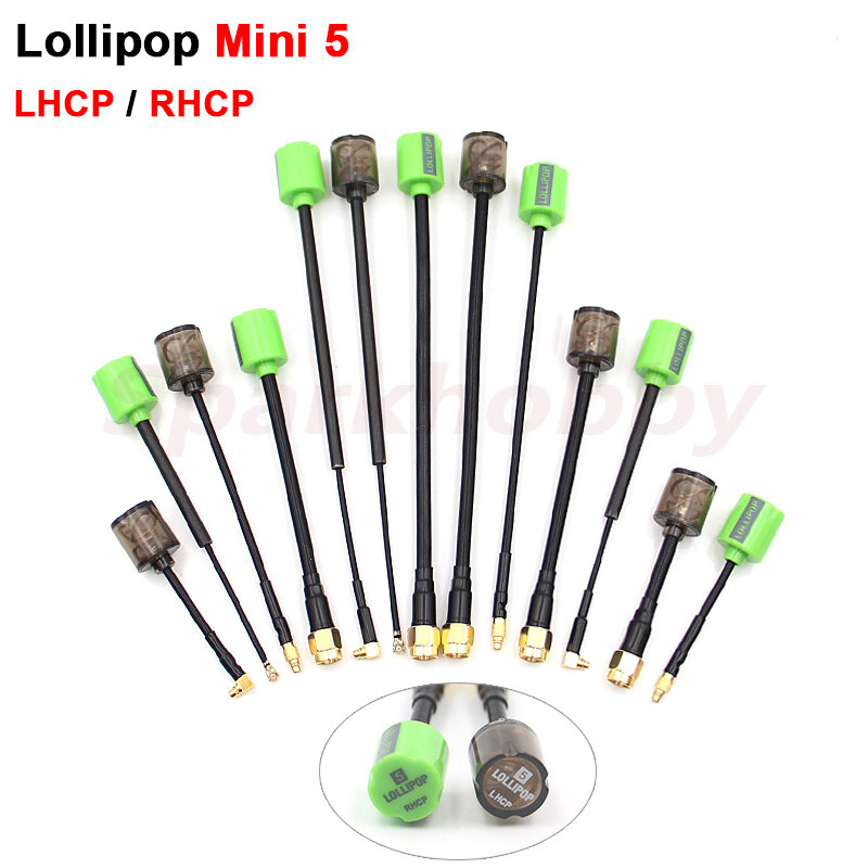 Lollipop-ミニfpvアンテナ5rcp/lhcp、5.8g、2.8dbi、sma/rp-sma/mmcx-ストレート/mmcx-range/ufl、rc送信機用、diy