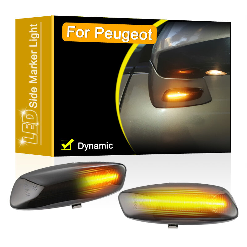 Smoked Lens Waterproof LED Under Side Mirror Marker Lamp Flowing Turn Signal Light For Peugeot 207 308 3008 5008 RCZ Partner