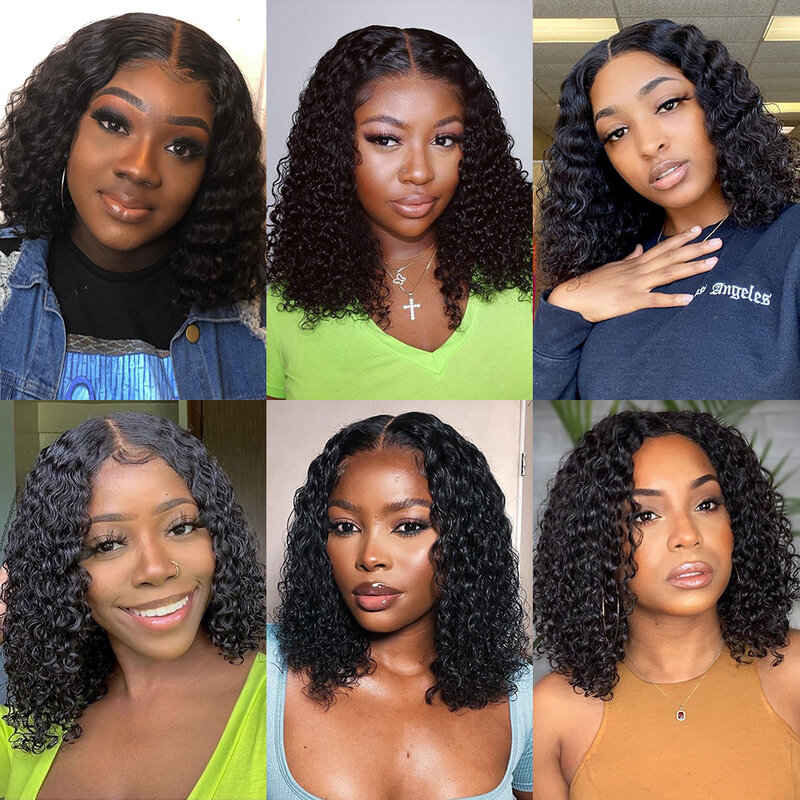 Deep Wave Frontal Wig Short Wigs Human Hair Curly Human Hair Wig On Sale Jerry Curl Bob Wig PrePlucked Hairline Wigs For Women