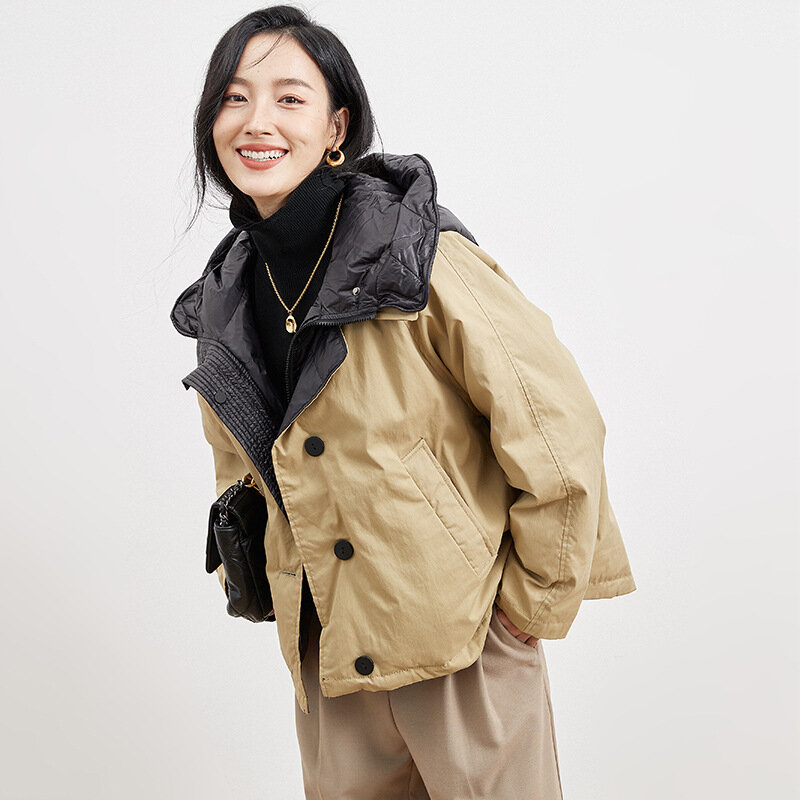 TBE-숏 양면 여성 화이트 덕 다운 코트, 1-33 2022 겨울 신상품 패션