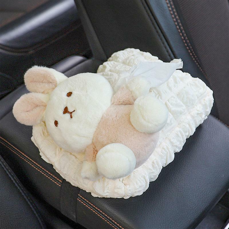 Автомобильная коробка для салфеток Bear, держатель для салфеток с милым медведем, держатель для салфеток, кролик, кукла, подвесная Милая мультяшная коробка для салфеток, товары для салона автомобиля