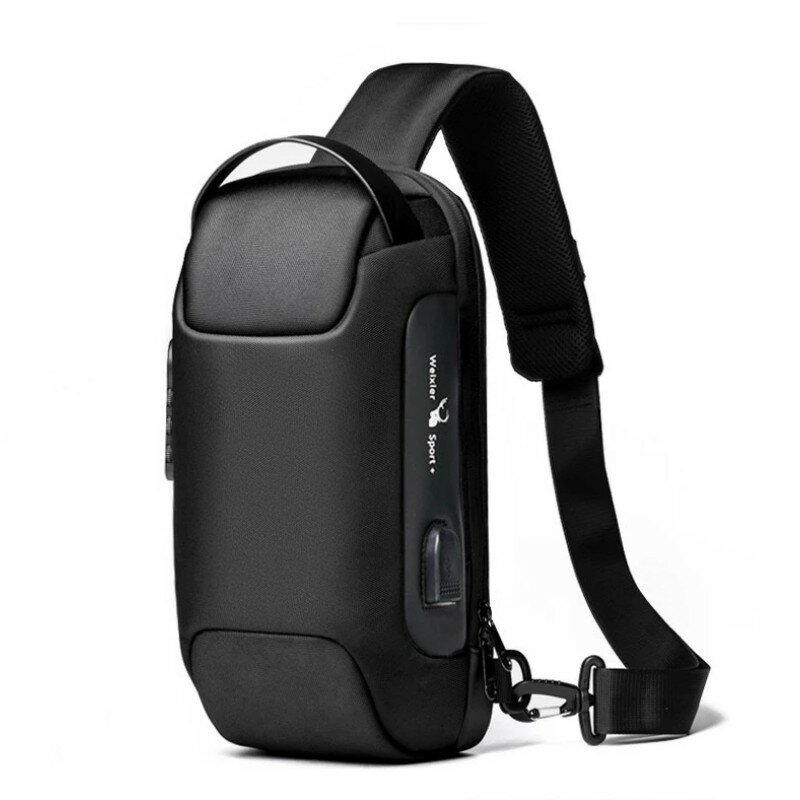 Bolso de pecho para hombre, bolsa cruzada impermeable, multifunción, antirrobo, de viaje, de hombro, con carga USB, 2023