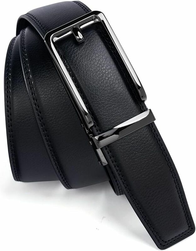 Ceinture en cuir à cliquet noir pour hommes, ceinture de jeans décontractée, ceinture d'affaires automatique