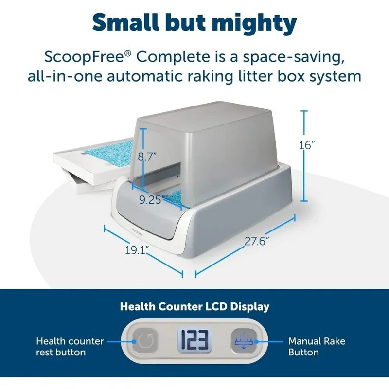 New-Self-Cleaning Cat Litter Box with Hood - Never Scoop, Hands-Free Disposable Crystal Tray, Less Tracking, Better Odor Control