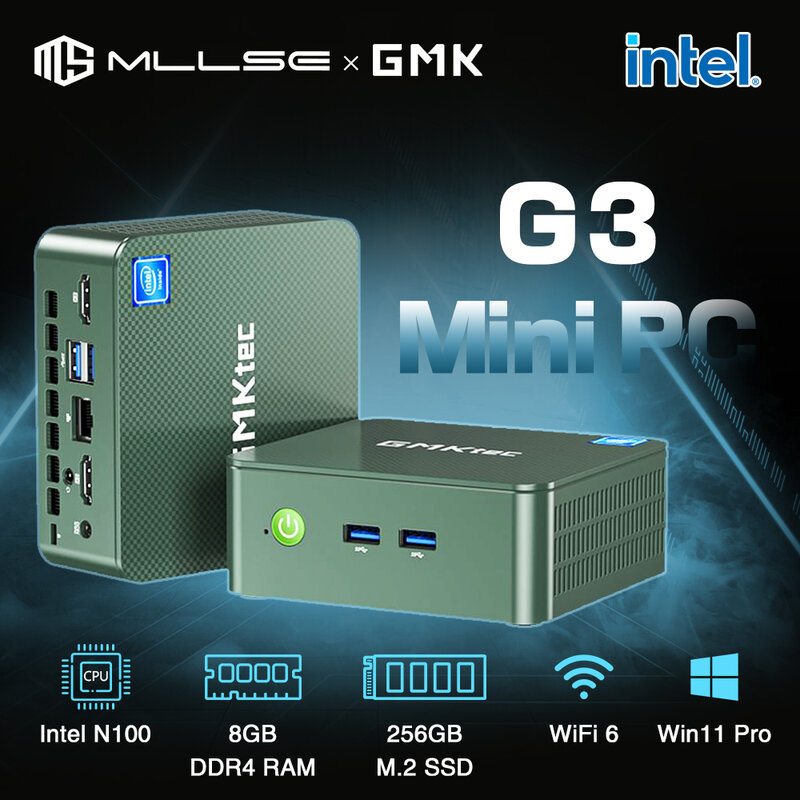 GMKtec G3 PC Mini Alder Lake N100 Windows 11 Pro Intel 12 DDR4 8GB RAM 256GB ROM WiFi 6 BT5.2 komputer Desktop Pc Mini bekerja