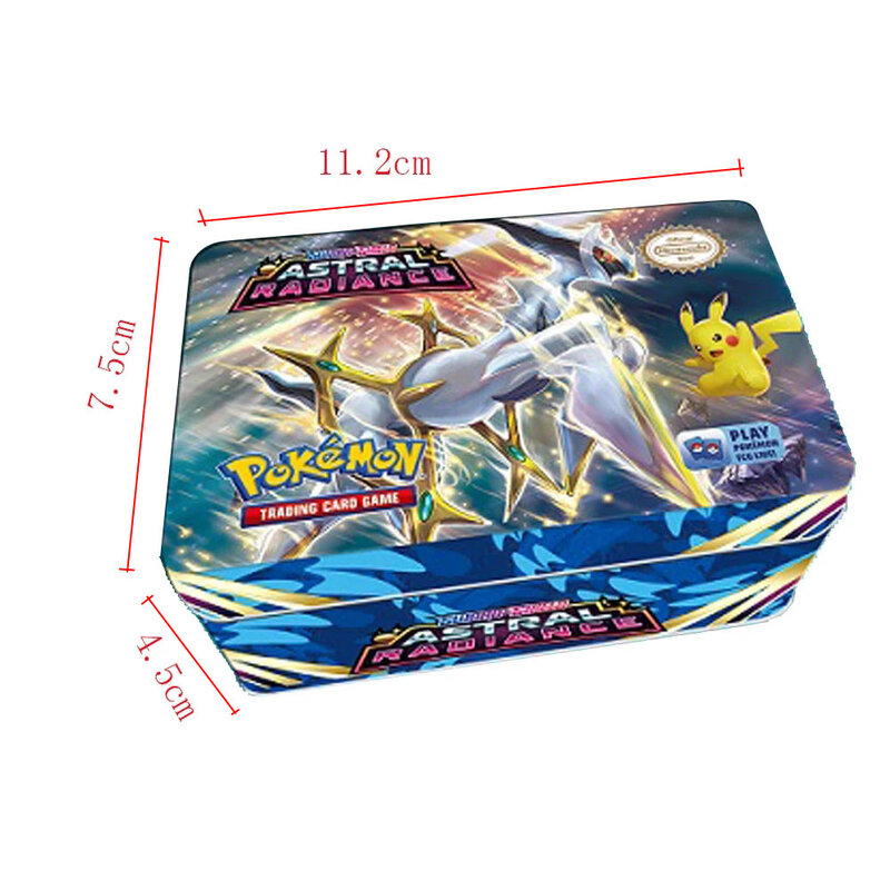 Arceus-Juego de cartas de Pokémon Vstar Vmax, 42 piezas, inglés, SCARLET, violeta, hierro, caja de Metal