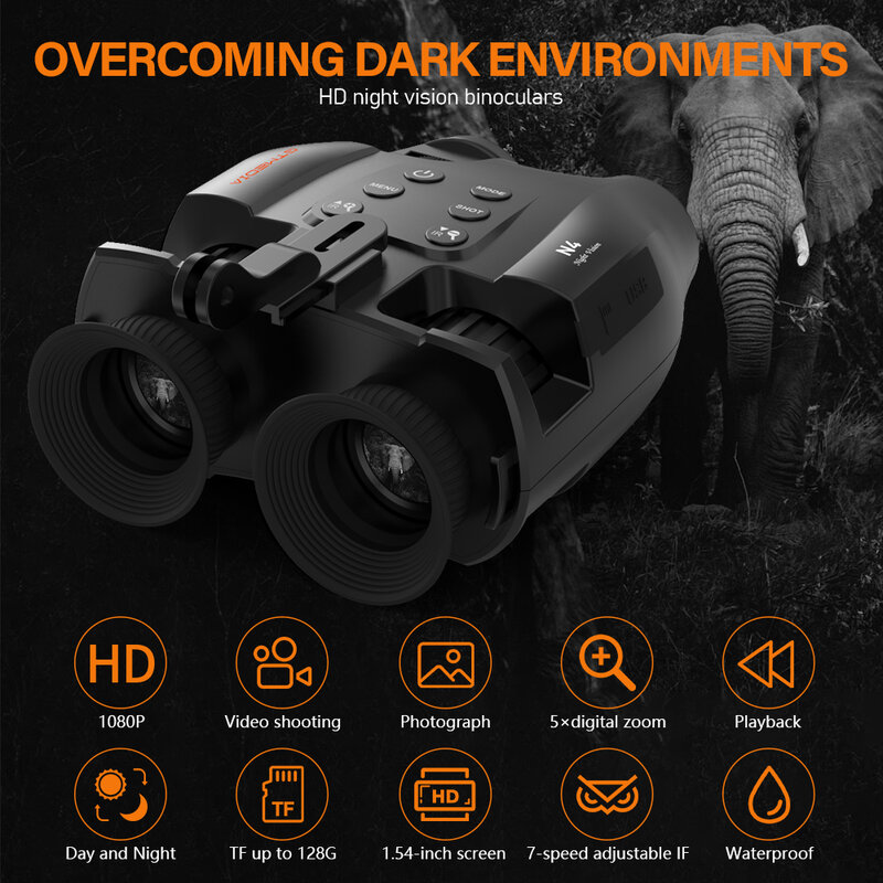 GTMEDIA-Dispositif de vision nocturne binoculaire à écran HD, vidéo 1080P, étanche IPX6, extérieur, chasse, infrarouge, N4