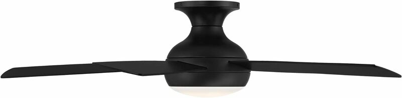 WAC Smart Fans Odyssey Indoor and Outdoor 5-Blade Flush Mount Ceiling Fan 52in Matte Black with 3000K LED Light Kit