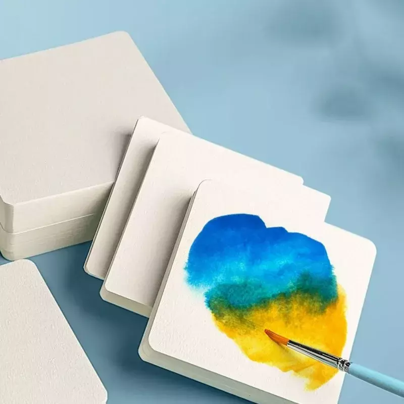 Kertas cat air persegi/bulat 300g 25 lembar kertas kartu pos warna air profesional untuk perlengkapan sekolah lukisan