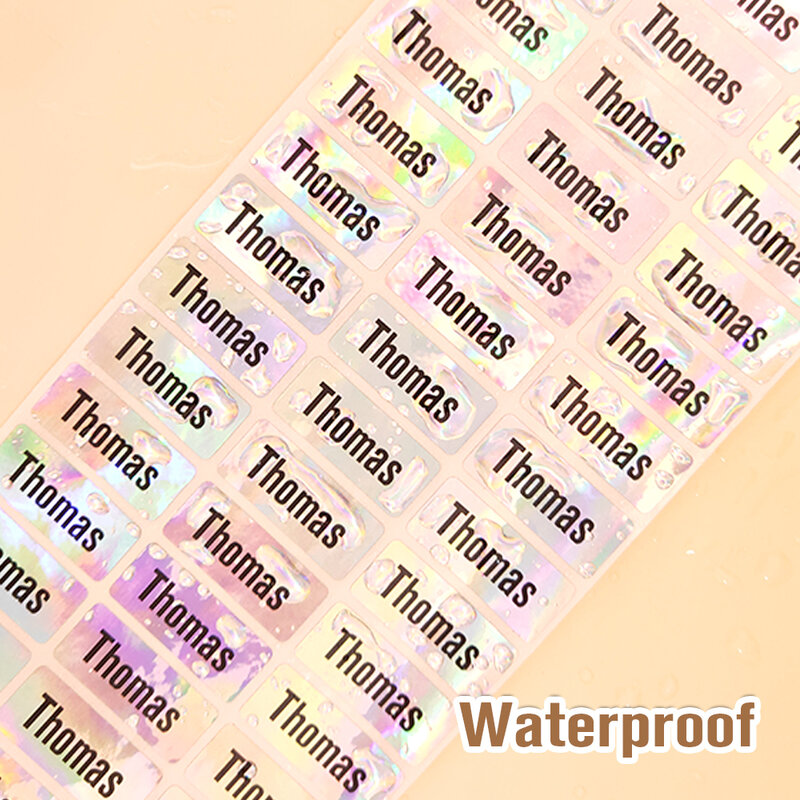 200 Stuks Custom Waterdichte Hebrew Naam Stickers Gepersonaliseerde Kinderen Hologram Label Sticker Met Studenten School Briefpapier Tag