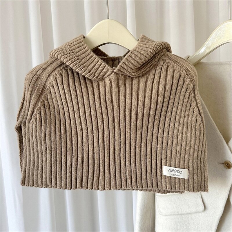 Hooded Shawl Scarf Thicken Knit Warm Pullover Hat Shawl Suit for Adult Teens