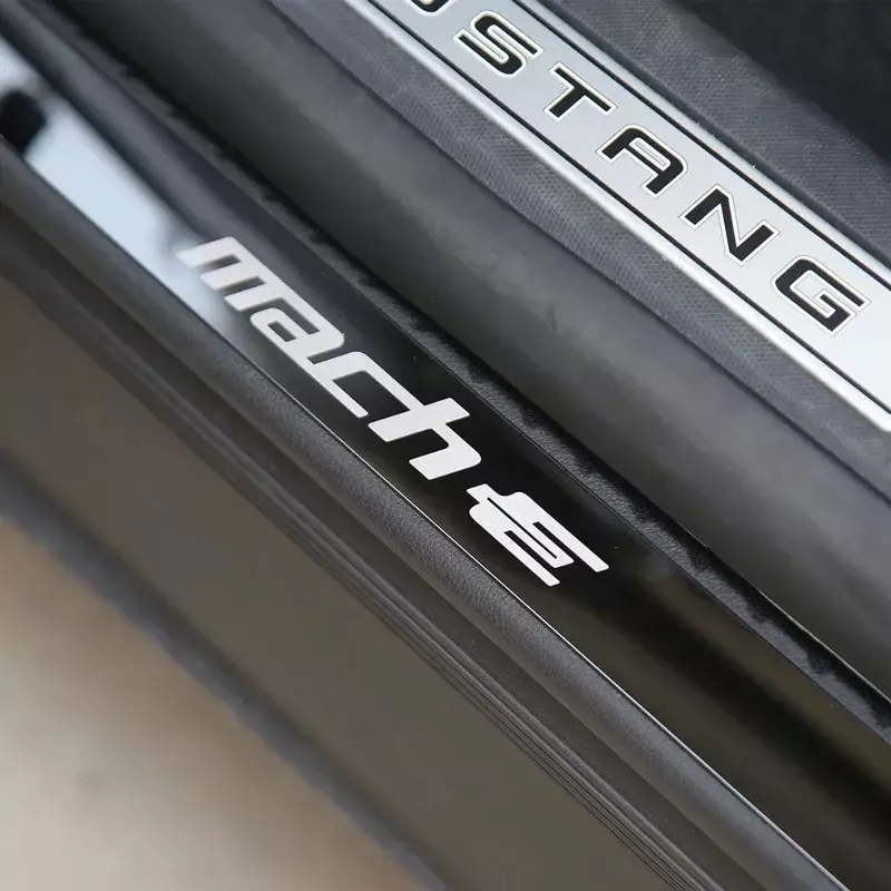 Voor Mustang Mach-E Deur Welkom Pedaal Dorpel Strip 4 Stuks Beschermende Sticker Modificatie Nieuwe Energie Voertuig Onderdelen Auto Accessoires