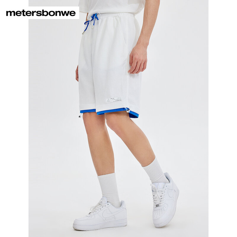 Metersbonwe Knitted Shorts Men Summer Loose Trendy  Pants with Contrast Drawstring Sweatpants Brand Bottown
