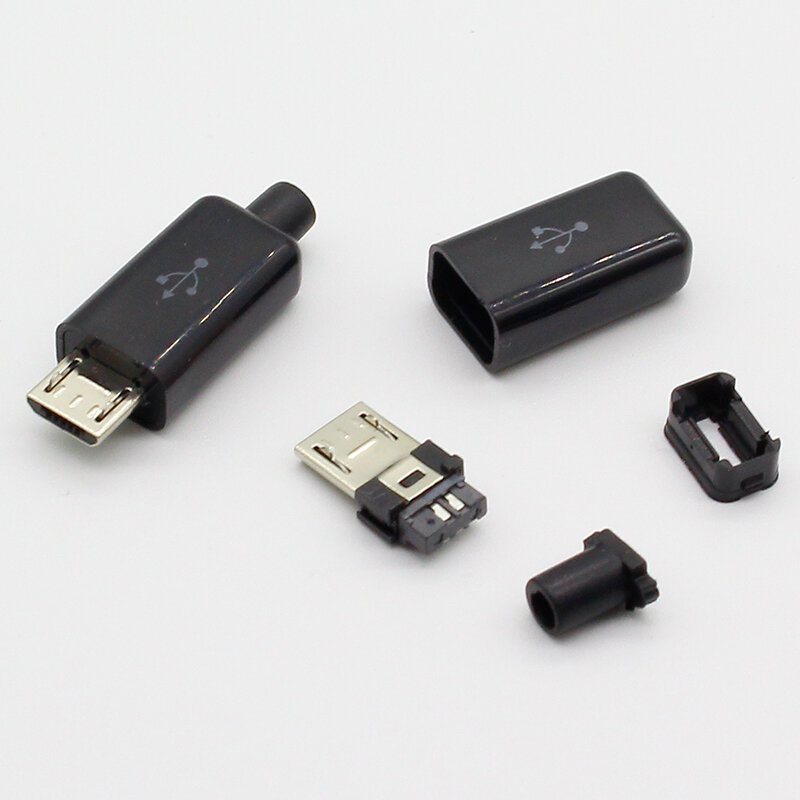 10ชิ้น5PIN ไมโคร USB ประเภทเชื่อมปลั๊กตัวผู้เชื่อมต่อที่ชาร์จ5P USB เต้ารับสำหรับชาร์จท้าย4 in 1สีขาวสีดำ