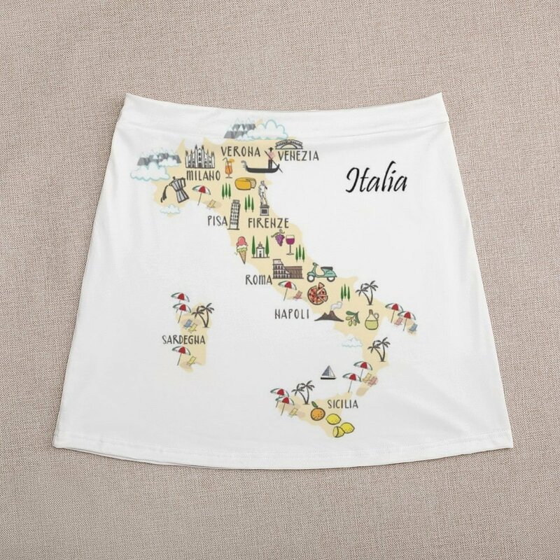 Minifalda de mapa de viaje de Italia para mujer, vestidos de verano, ropa de estilo coreano, 2023