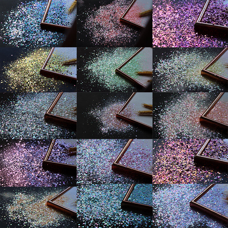50g/Bag Chameleon Nail Sequins Glitter,Laser Nail Art Decorations Glitter Chunky Mix-Flakes &^12COLORS